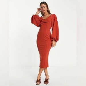 ASOS Rust Long Sleeve Dress